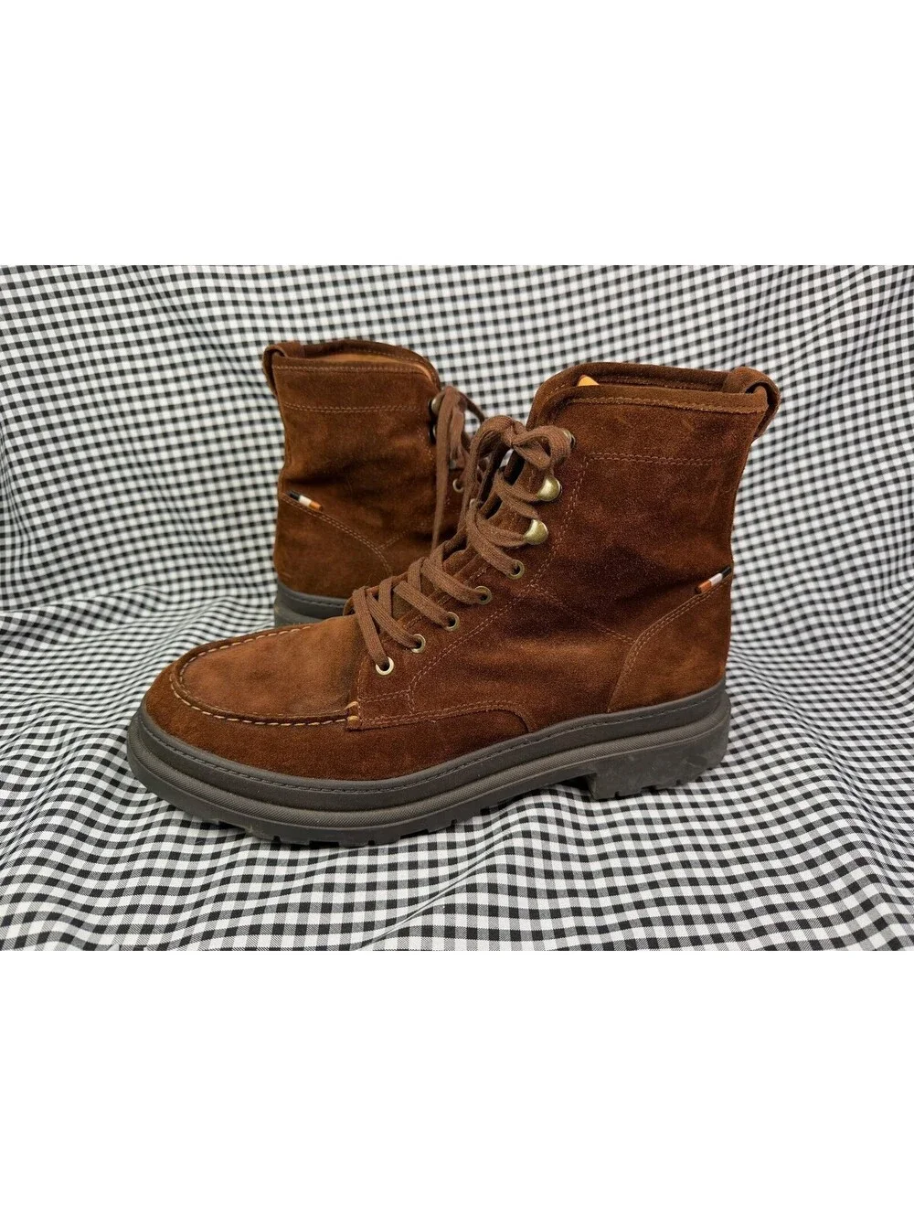 Allen Edmonds Sawyer Waterproof Boots Men 13 D Brown Suede Moc Toe Lug Sole 5860